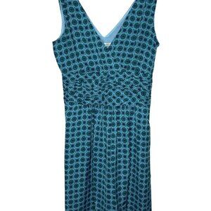 Banana Republic Blue Geometric Fit & Flare Dress Women’s 0 XS Sleeveless